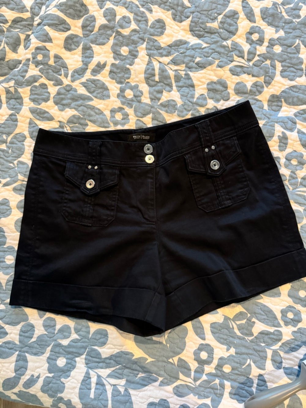 Women's Navy Cuffed Bermuda Shorts with Front Pocket Detail size 10